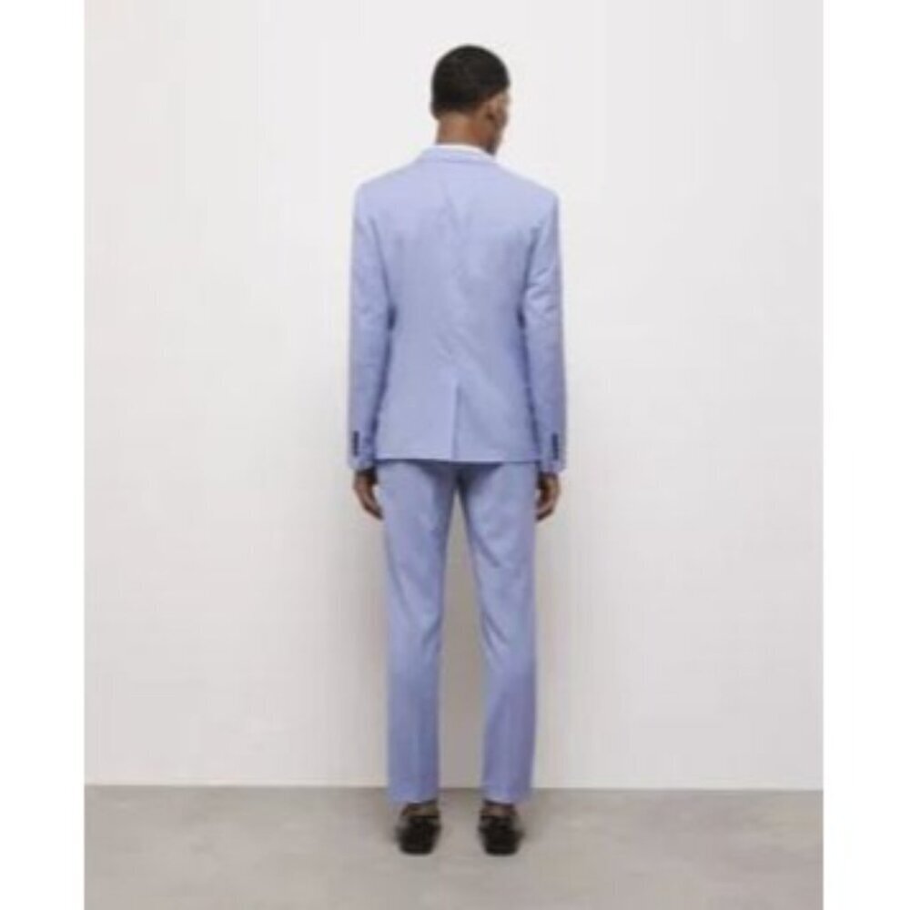 Mens Light Blue Wool Slim Suit Blazer Notched Collar Button Cuff Kooples Size 38 - Picture 3 of 10